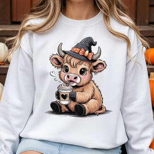 Halloween Highland Cow PNG, Highland Cow Coffee Mug, Cute Highland Cow PNG, Sublimation Designs, Baby Highland Cow PNG, Highland Cow Nursery
