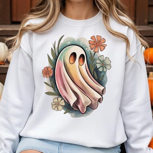 Whimsical Ghost Png, Halloween Fall Ghost Png, Retro Flower Ghost Png, Girly Halloween Shirt Png, Boho Floral Fall Png, Spooky Season Png