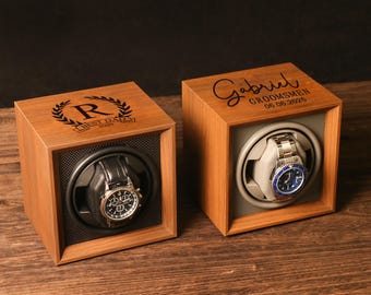 Individuelle Uhrenbeweger mit Name | Personalisiertes Geschenk für Ihn | Uhrenhalter Uhr Aufbewahrung Geschenk | Weihnachtsgeschenk | Geschenk für Papa |Trauzeuge Geschenk