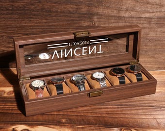 Personalized Wooden Watch Box, Engraved Watch Holder, wedding gift,Birthday Gift for Him, Boyfriend Gift, Anniversary Gift for Husband