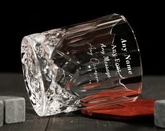 Personalised Engraved Whiskey Tumbler Glass 8oz Birthday/Anniversary/Wedding Gift for Men Best Man，Custom Wedding Gift with Your Message