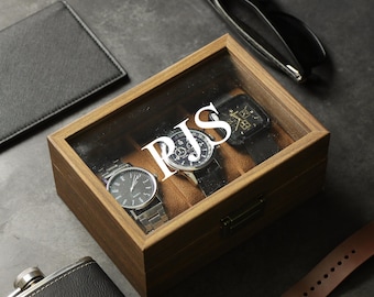 Personalized  Wood Watch box, Engraved Watch box,  Birthday or Anniversary Gift for Him, Gift for  Dad，luxury gifts for him