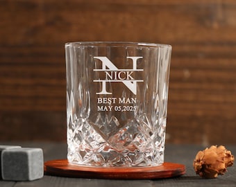 Groomsman 8oz Whiskey Glass, Groomsmen Gift Idea, Personalized Groomsman,Gifts for Groomsmenfor a Wedding，Wedding Party Whiskey Glasses