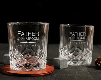 Personalized Engraved Father of the Bride or Father of the Groom Whiskey Glass:Gift for Dad From Groom,Father Of The Bride Gift，Gift for Him