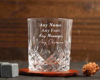 Personalisiertes graviertes 8-Unzen-Whiskeyglas, lasergraviertes Whiskyglas, fügen Sie Ihr Logo oder Text hinzu, benutzerdefiniertes Geburtstagsgeschenk mit Ihrer Nachricht