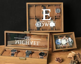 Boîte à montres en bois personnalisée, cadeaux souvenirs pour mari, cadeaux pour la Saint-Valentin, étui de rangement personnalisé pour montres, cadeaux attentionnés pour hommes