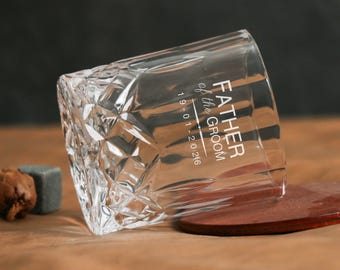Father of the Groom Personalized Whiskey Crystal Glass - Custom Engraved wedding tumbler,Elegant Wedding Keepsake,Gift for Dad, Gift for Him