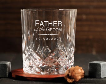 Personalized Father of the Bride or Father of the Groom Engraved Whiskey Glass: Wedding Gift,Dad Gifts，Father Of The Bride Gift,Wedding Gift