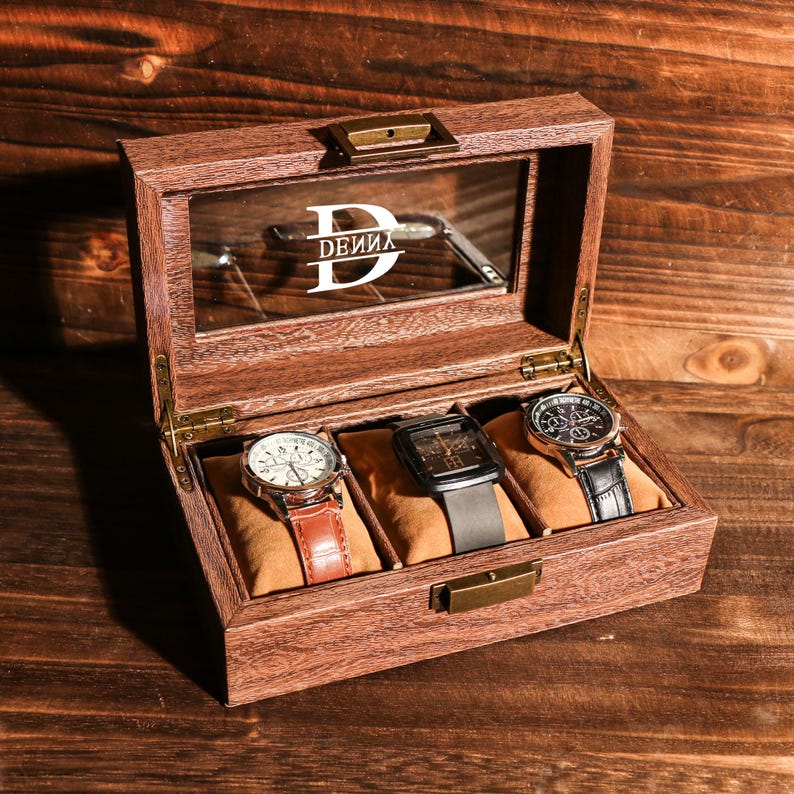 Custom Engraved Watch Box, Personalized Watch Case for Men, Anniversary ...