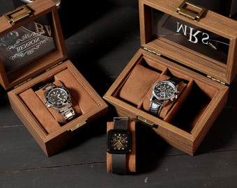 Personalized Wooden Watch Box, Engraved Watch Holder,Customized watch storage jewelry box，Birthday Gift for Him,Anniversary Gift for Husband