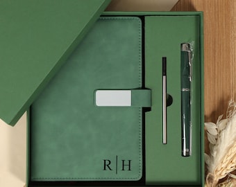 Personalized Leather Notebook Set，Custom Engraved Notebook With Pen,End Of Year Thank You Gift，Christmas gift，Notebooks Gift，Birthaday Gift