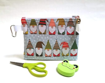 Adorable Gnomes Print, Notions Pouch, Cosmetics Bag, Coin purse, Knitters gift