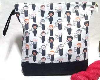 THE SUPREMES Ketanji Jackson RBG Ginsburg Feminist Supreme Court Justice, Knitting Project Bag Drawstring or Zip, Pouch, Feminist Gift Idea