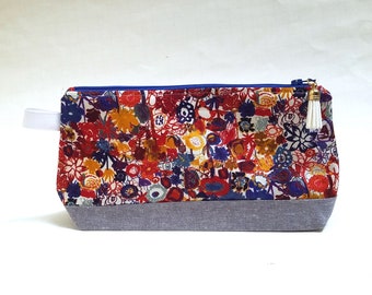 Liberty London Zipper Pouch: Linen or Cork Base, Cosmetic & Notions Bag