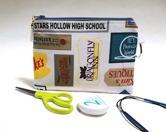 Gilmore Girls Stars Hollow Print, Knitting Notions Case Bag Coin Purse Wallet, Gift Idea, Perfect for Essential Oils, Knitters gift idea