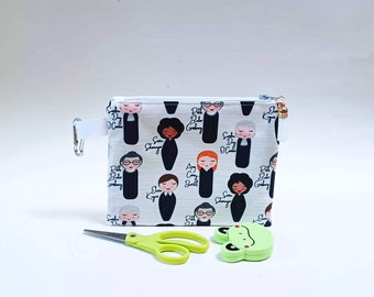 SUPREMES Ketanji Jackson RBG Ginsburg, Feminist Supreme Court Justice Knitting Notions Pouch, Coin Purse Cosmetics, Legal Gift Feminist gift