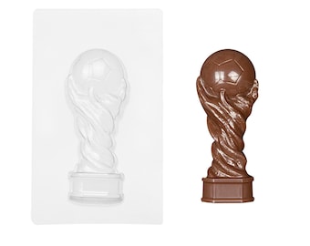 Soccer Trophy Chocolate Mold 85g/3 oz, Plastic Cup Mold, Football Candy Award Mold, Chocolate Sports Party Favor, Reusable Mold