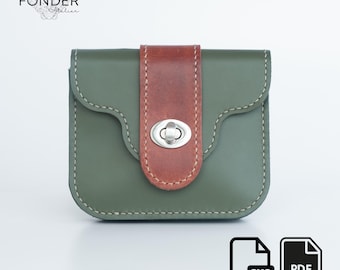 Patrón para cartera de cuero tipo acordeón: Monedero con cremallera para mujer (PDF + plantilla SVG)