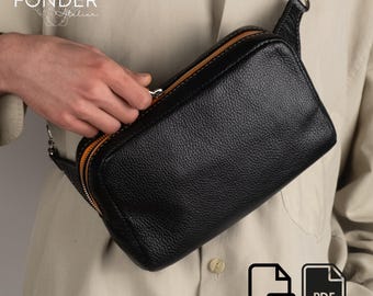Molde em PDF para pochete de couro, modelo para bolsa de cinto e bolsa transversal, molde para costura de pochete, PDF para bolsa transversal de couro faça você mesmo, A4 + Carta Americana + SVG