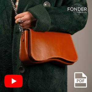 Leather Shoulder Bag PDF Pattern: DIY Crossbody Purse with Video Tutorial (Digital Download