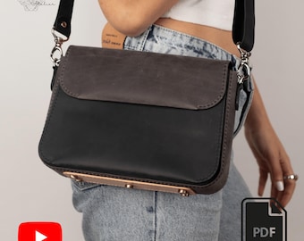 Leather Crossbody Bag Pattern PDF: Accordion Purse Template with Video Tutorial