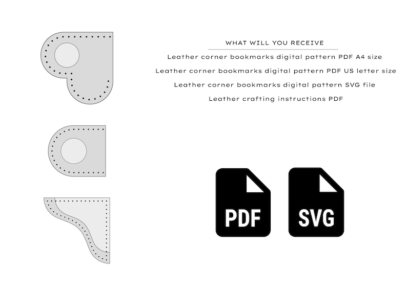 Free Leather Bookmark Patterns.pdf Leather Corner Bookmark Pattern PDF, DIY 3 Unique Templates Page Corner ...