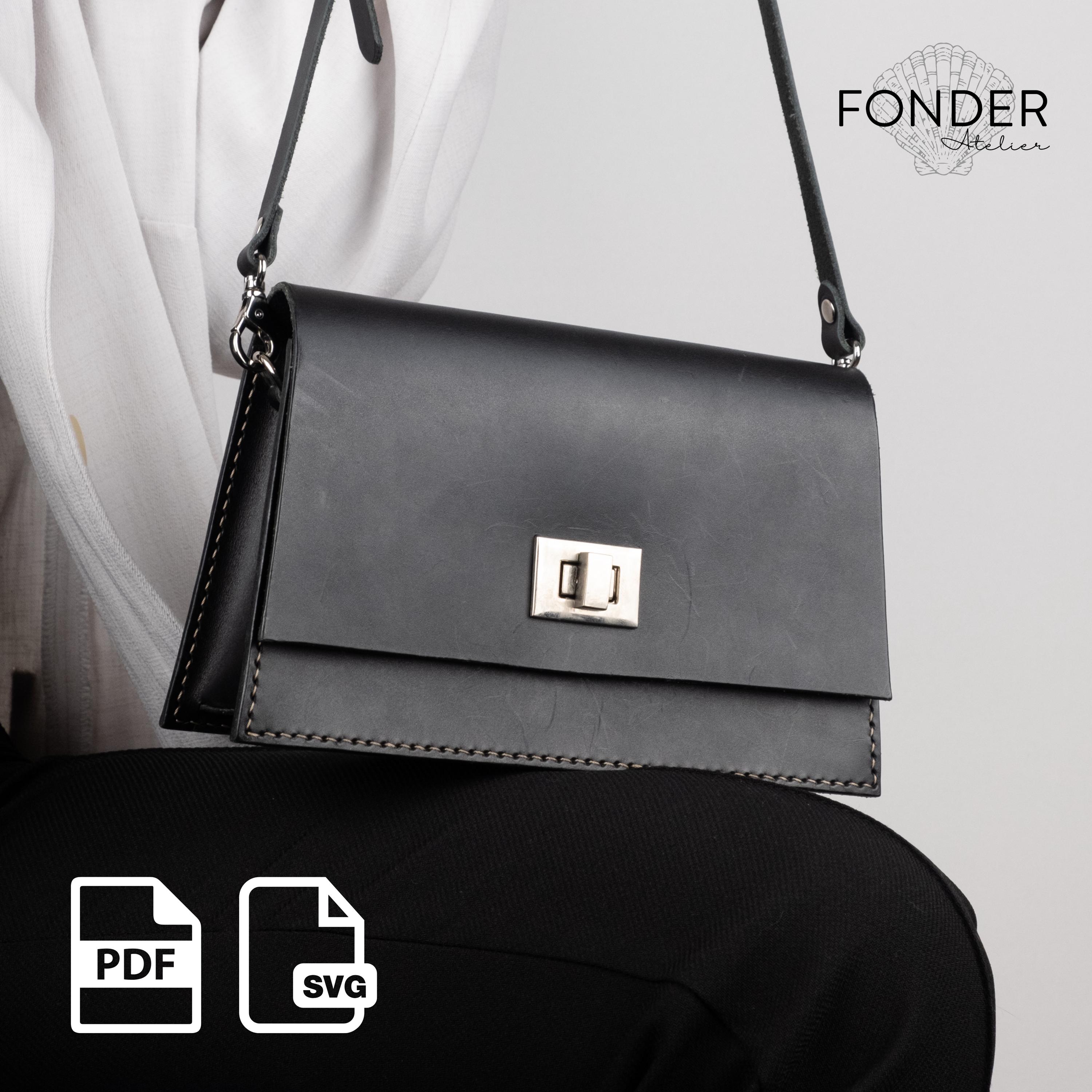 Minimalist Leather Crossbody Bag Pattern: DIY Handbag Template (PDF & SVG)