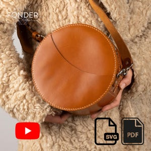 Leather Circle Bag PDF Pattern - Round Crossbody Bag Template - Diy Leather Bag Pattern - Digital Download - SVG + A4 + US Letter File