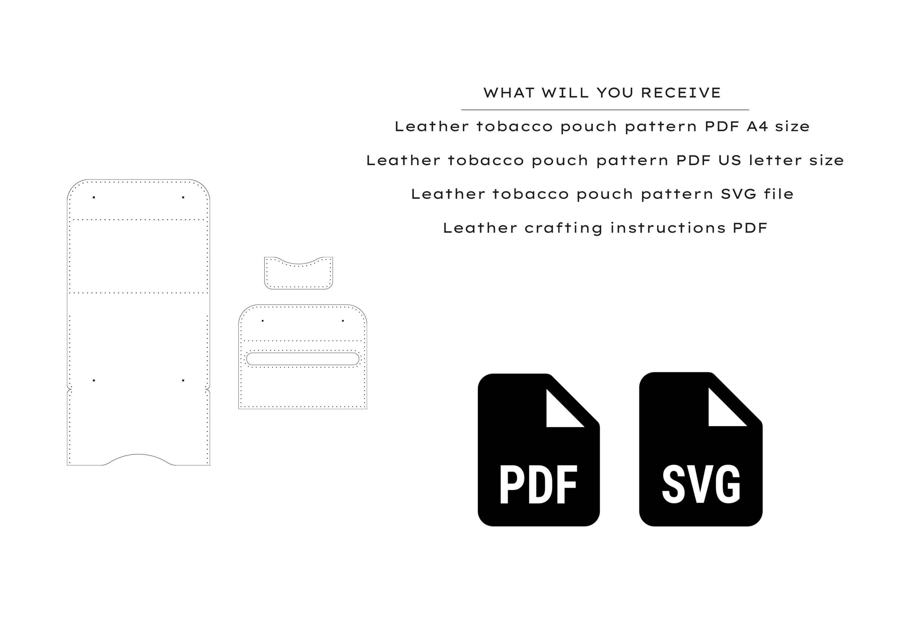leather tobacco pouch template Leather Tobacco Pouch Pattern: DIY Leathercraft Template (PDF & SVG Files)