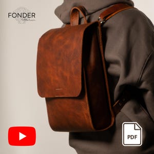 Leather Backpack PDF Pattern, DIY Rucksack Bag Template, Printable Leather Backpack Sewing Pattern, Digital Craft Video Tutorial
