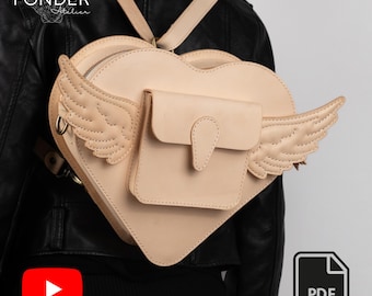 Heart Leather Backpack PDF Pattern: Angel Wing Design Digital Download A4/US Letter Size