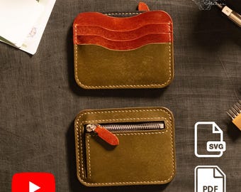 Leather Card Holder Pattern: Zipper Wallet Template (PDF & SVG) With Video