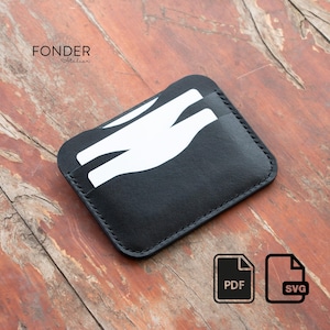 Leather Card Holder Pattern PDF, Slim Wallet Template, DIY Minimalist Card Case SVG