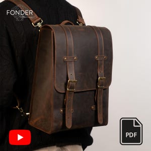 Leather Backpack PDF Pattern – DIY Laptop Bag Template for Men & Women | Vintage Rucksack Pattern | Video Tutorial Included