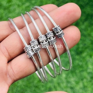 Handmade 5-Piece Bohemian West Indian Sterling Silver Bangle Set | Caribbean Silver Bangles | Handmade Stacking Bracelets Gift for Her.