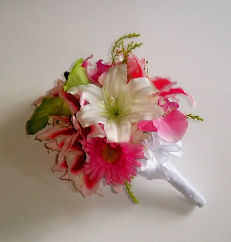 Casablanca and Rubrium Lily Bridal Bouquet Stargazers and Etsy