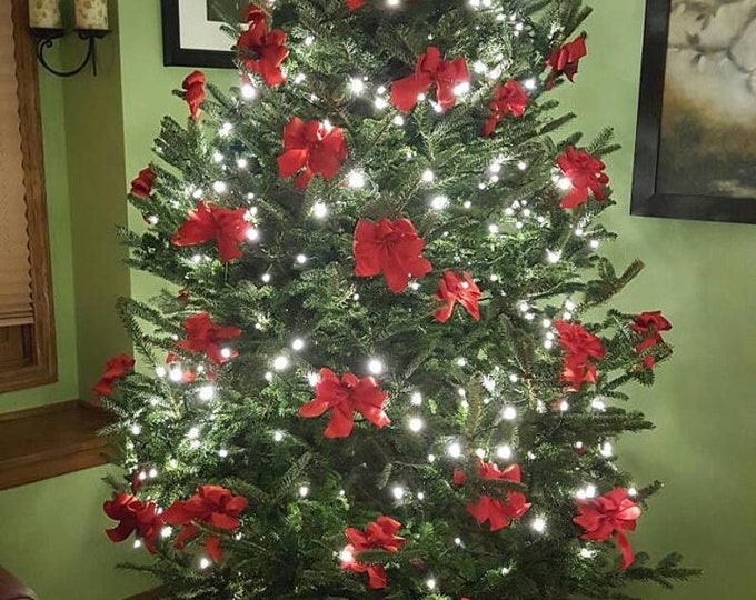 Small Red Satin Christmas Tree Bows, Small Red Bows, Christmas Tree