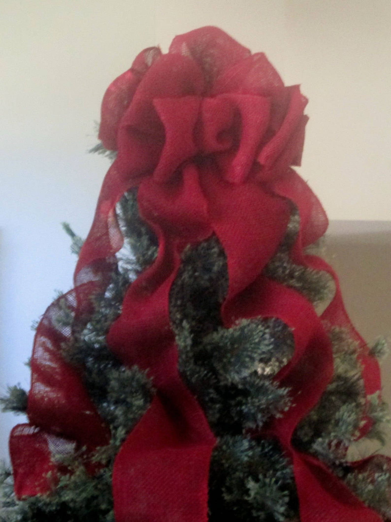 Burlap Christmas Tree Topper Bow Handmade Topper Bow Tree Etsy