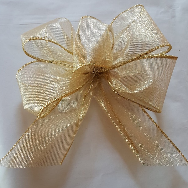 Set of 6 Gold Tree Bows, Small Tree Bows, Christmas Decoration, Tree Bows, Christmas Bows, Set of Bows