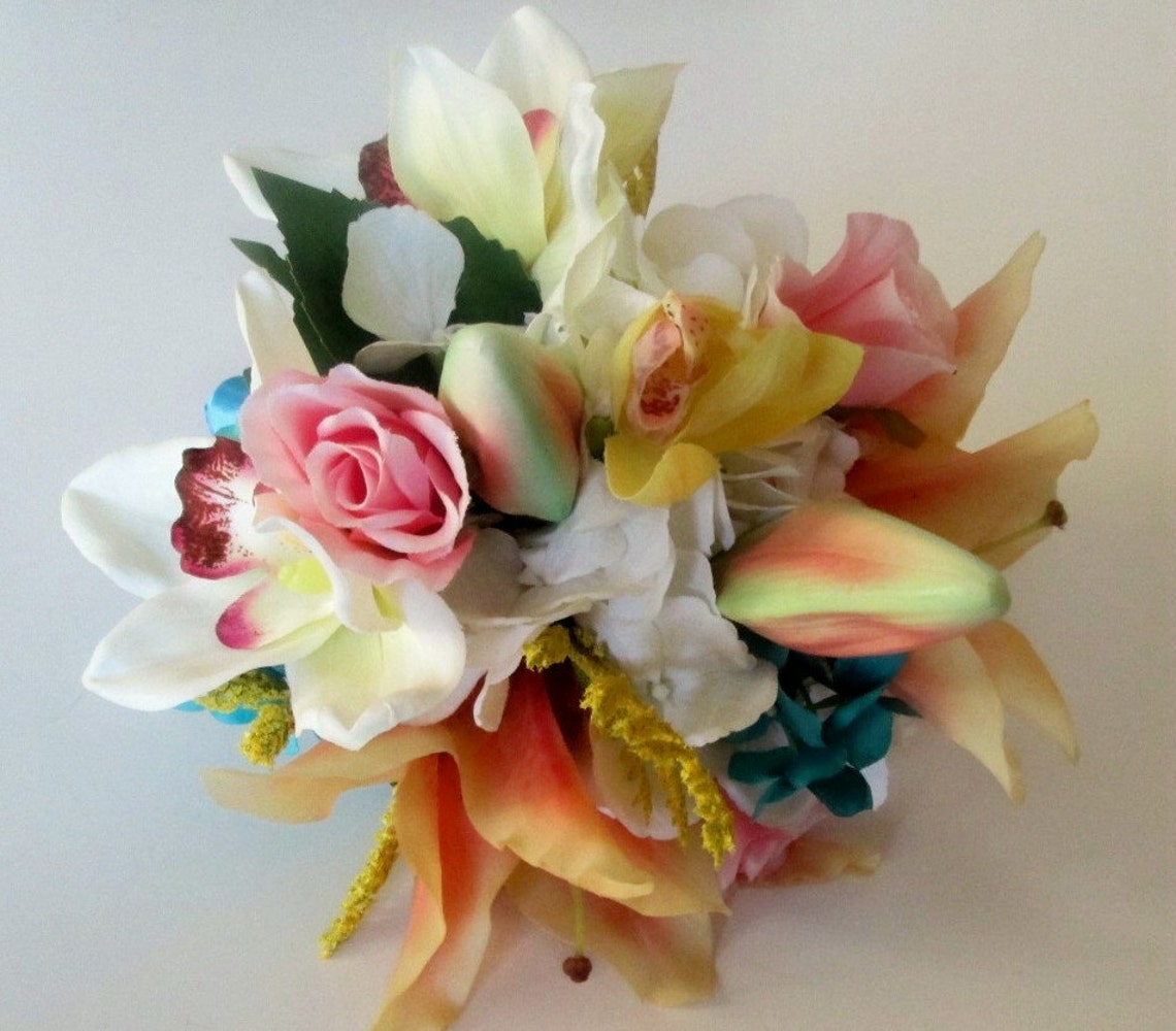 Tropical Wedding Bouquet Lily Bouquet Beach Wedding Etsy