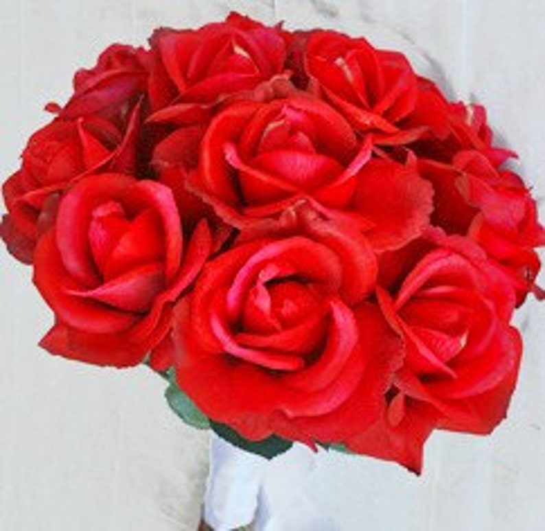 True Touch Red Rose Bridal Bouquet with Bout Wedding Etsy