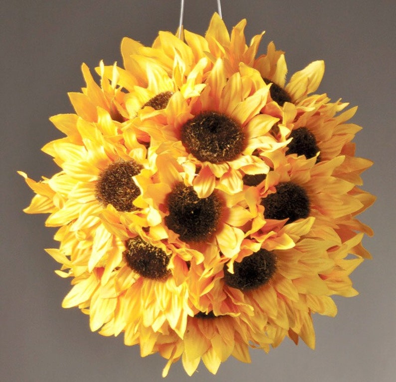 Sunflower Kissing Balls Set of 2 Yellow Sunflower Flower Etsy