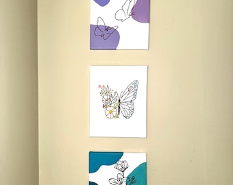 Abstract Painting with Handmade Embroidery on 8x10 Canvas