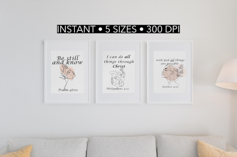 Christian Printable Wall Art Set – Bible Verse Prints (digital Download ...