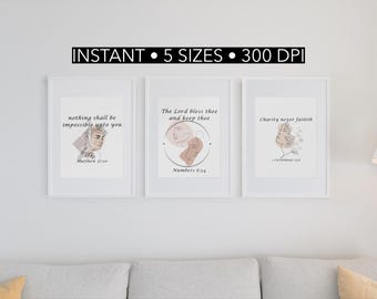Láminas de versículos bíblicos - Arte mural con escrituras cristianas (descarga digital)
