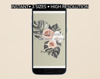 Floral Psalm 16:11 Phone Wallpaper – Christian Scripture (Digital Download)