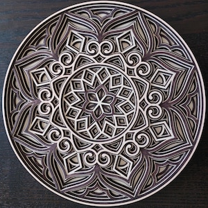 Mandala in legno a strati 3D con 6 strati, arte geometrica, mandala, mandala di carta