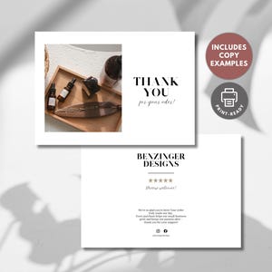 Danke Karte Vorlage Canva | Thank You Card Template | Minimalistisch Querformat | Editable Small Business Insert | Aesthetic Printable