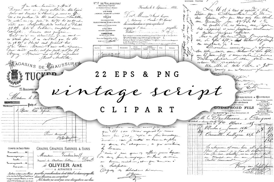 Digital download vintage script handwriting clip art Etsy