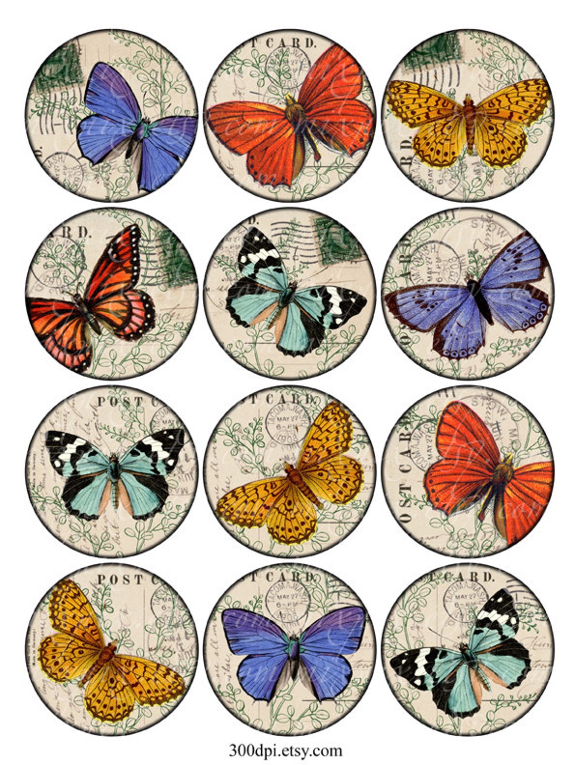 butterflies 25 inch vintage printable tags background